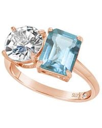 Suzy Levian - Rose Gold Over Silver 5.00 Ct. Tw. Gemstone Toi Et Moi Ring - Lyst