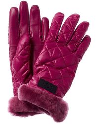 UGG Quilted All Weather Leather Tech Gloves - Pink