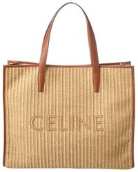 Celine - Cabas Large Leather-trim Tote - Lyst