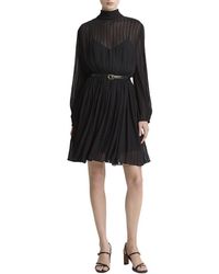 Vince - Crinkle Stripe Mock Neck Long Sleeve Dress - Lyst