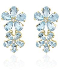 Nina Zhou Jewelry - 14K 5.92 Ct. Tw. Diamond & Aquamarine Drop Earrings - Lyst