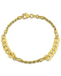 Italian Silver - Rope & Curb Link Chain Bracelet - Lyst