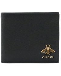 Gucci - Black Leather Animalier Metal Bee Bifold Wallet (authentic Pre-loved) - Lyst