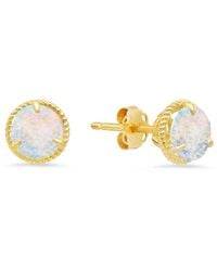 MaxColor - 14k 0.40 Ct. Tw. Lab-grown Opal Halo Studs - Lyst