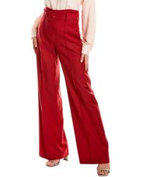 Theory High Waist Belted Pant - Red