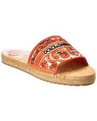 Dolce & Gabbana - Maiolica Canvas & Leather Espadrille - Lyst
