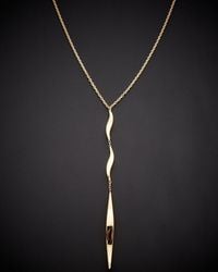 Italian Gold - 14k Wave Drop Necklace - Lyst