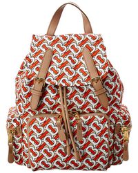 Burberry The Medium Rucksack Backpack In Vermillion Red Monogrammed Nylon