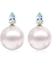 Kai Fine Jewelry - 14K 0.80 Ct. Tw. Aquamarine & 12-13Mm Pearl Drop Earrings - Lyst