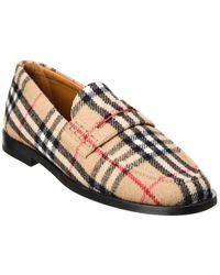 Burberry - Check Wool Loafer - Lyst