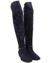 Burberry - Suede Buckled Accent Knee-High Boot (Authentic Pre-Loved) - Lyst