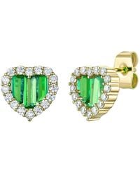 Rachel Glauber - 14k Plated Cz Heart Halo Studs - Lyst