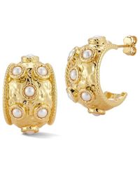 Chloe and Madison - Plated Hammered Hoop Earrings - Lyst