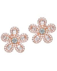 Genevive Jewelry - 18k Rose Gold Vermeil Cz Earrings - Lyst
