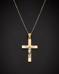 Italian Gold - 14k Italian Two-tone Gold Crucifix Necklace - Lyst