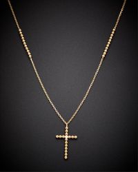 Italian Gold - 14k Beaded Cross Pendant Necklace - Lyst