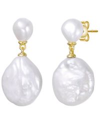 Genevive Jewelry - 14k Over Silver 17-18mm Pearl Drop Earrings - Lyst
