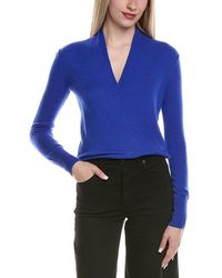 Sofiacashmere - Modern Faux Wrap Wool & Cashmere-Blend Sweater - Lyst