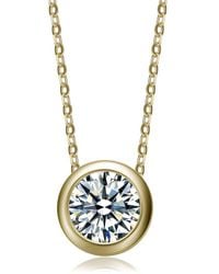 Rachel Glauber - 14k Plated Cz Solitaire Pendant Necklace - Lyst