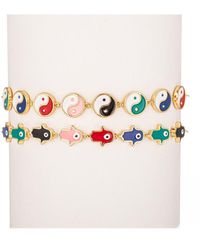 Eye Candy LA - The Luxe Collection Enamel Ying Yang To My Hamsa Set Cuff Bracelet - Lyst