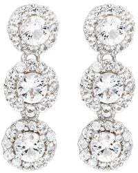 Suzy Levian - Silver 0.02 Ct. Tw. Diamond & White Topaz Circle Dangle Earring - Lyst