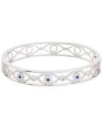 Juvell - 18K Plated Cz Evil Eye Bangle Bracelet - Lyst