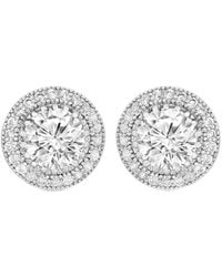 Genevive Jewelry - Silver Cz Halo Studs - Lyst