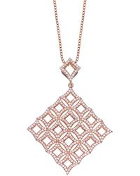 Genevive Jewelry - 18k Rose Gold Plated Cz Pendant - Lyst