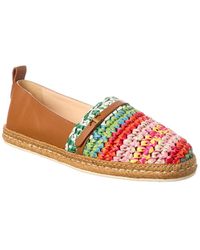 Tod's - Logo Straw & Leather Espadrille - Lyst