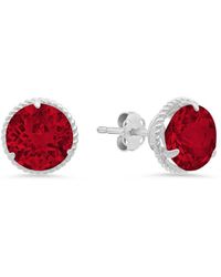MAX + STONE - Max + Stone 14k 4.10 Ct. Tw. Created Ruby Halo Studs - Lyst