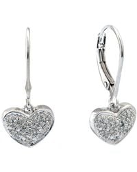 Diamond Select Cuts - Silver 0.11 Ct. Tw. Diamond Heart Earrings - Lyst