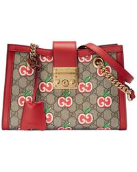 Gucci - GG Supreme Apple Printed Coated Canvas & Leather Tote - Lyst
