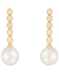 Splendid - 14k 0.15 Ct. Tw. Diamond & 7-7.5mm Pearl Drop Earrings - Lyst