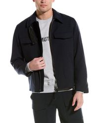 Helmut Lang - Rounded Leather-trim Wool-blend Bomber Jacket - Lyst