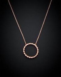 Italian Gold - 14k Italian Rose Gold Twisted Circle Necklace - Lyst