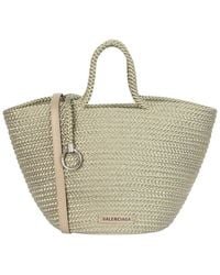 Balenciaga - Ibiza Small Leather-Trim Basket Tote - Lyst