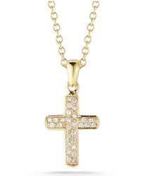 Reiss - 14k 0.15 Ct. Tw. Diamond Cross Necklace - Lyst