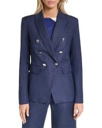Halston - Linen Double Breasted Linen-Blend Blazer - Lyst