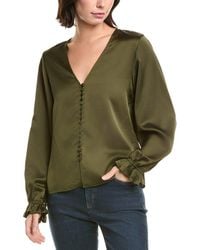 FRAME - The Slim V-Neck Blouse - Lyst
