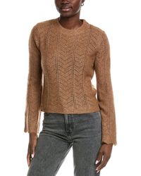 Autumn Cashmere - Bell-Sleeve Pointelle Cashmere & Silk-Blend S Sweater - Lyst