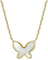 Genevive Jewelry - 14k Over Silver Cz Butterfly Pendant Necklace - Lyst