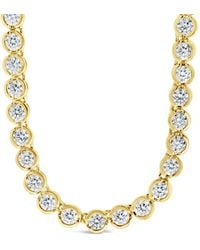 Sterling Forever - 14K Plated Cz Helene Bezel Tennis Necklace - Lyst