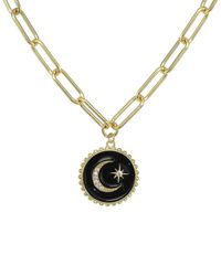 Rachel Reinhardt Jewelry - 14k Vermeil Black Enamel & Cz Star Moon Necklace - Lyst