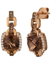 Le Vian - Le Vian 14k Strawberry Gold 5.15 Ct. Tw. Diamond & Smoky Quartz Earrings - Lyst