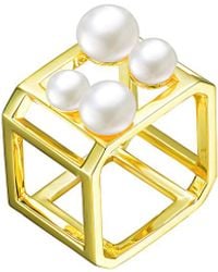 Genevive Jewelry - 18k Over Silver 5-7mm Freshwater Pearl Ring - Lyst