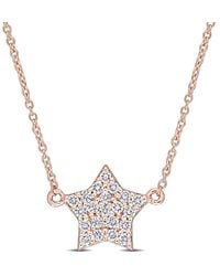 Diamond Select Cuts - 14k Rose Gold 0.12 Ct. Tw. Diamond Star Necklace - Lyst