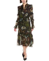 Marchesa - Printed Silk-Blend A-Line Dress - Lyst