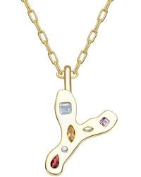 Genevive Jewelry - 14K Plated Cz Alphabetical Necklace - Lyst