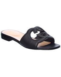 Gucci - Interlocking G Cut-out Leather Sliders - Lyst