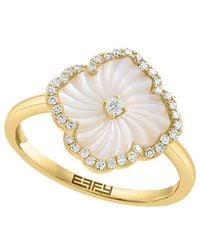 Effy Fine Jewelry - 14K 0.17 Ct. Tw. Diamond & 11.6Mm Pearl Ring - Lyst